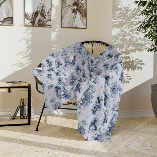 Toile Show Horse Microfiber Blanket