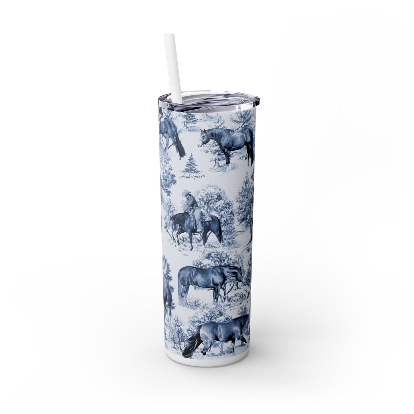 Toile Show Horse Themed Skinny Tumbler, 20oz