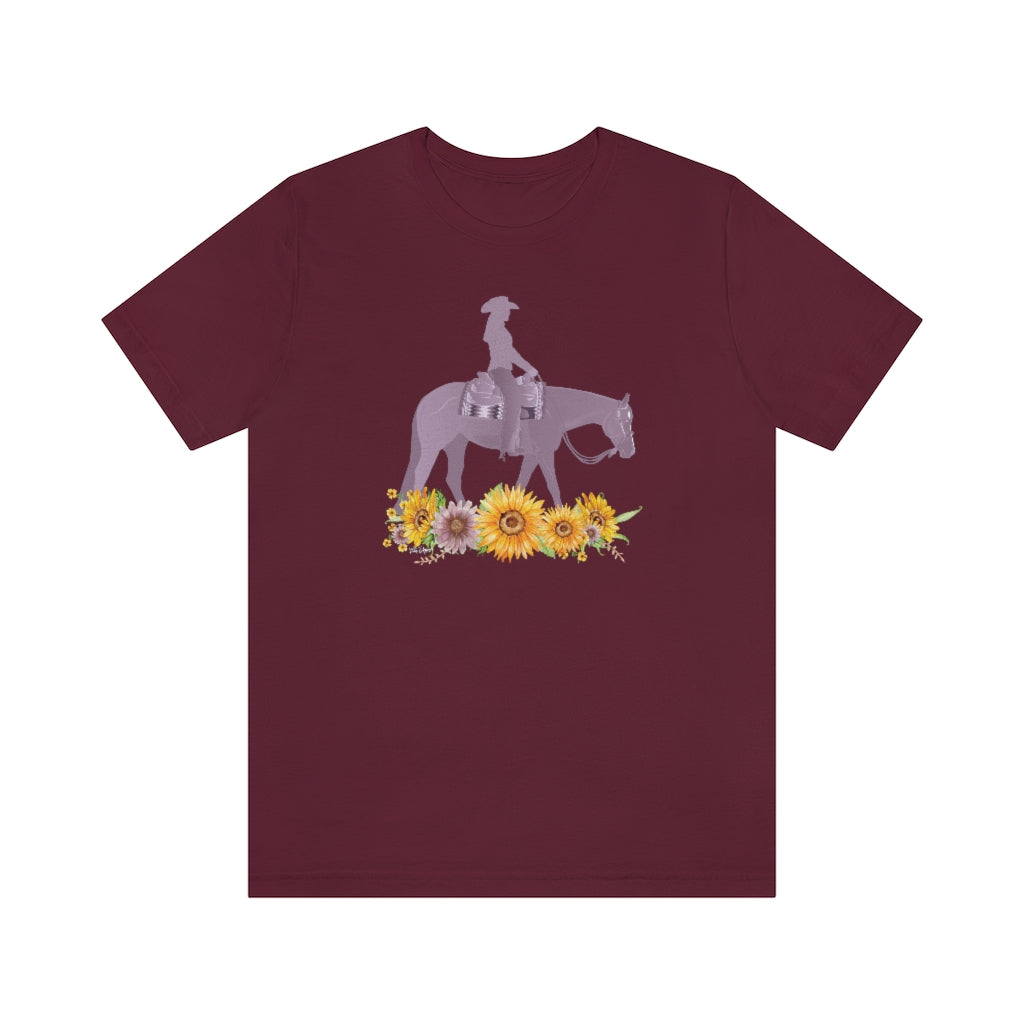 Purple Pleasure Horse in Sunflowers Unisex Short Sleeve Tee