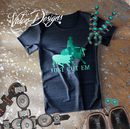 Just Cut Em Cutting Horse Unisex Short Sleeve Tee