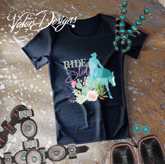 Ride the Slide Reining Horse Unisex Short Sleeve Tee