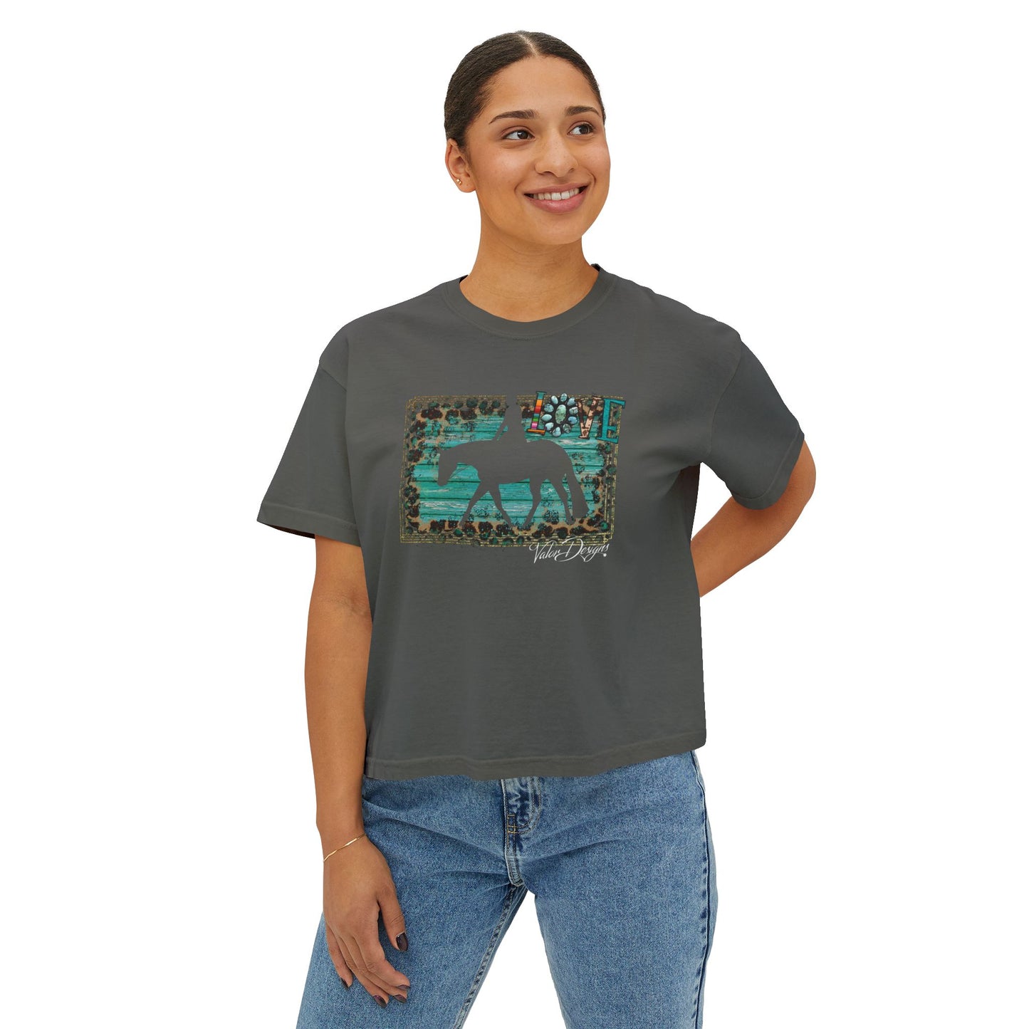 Love HUS Horses Women's Boxy Tee