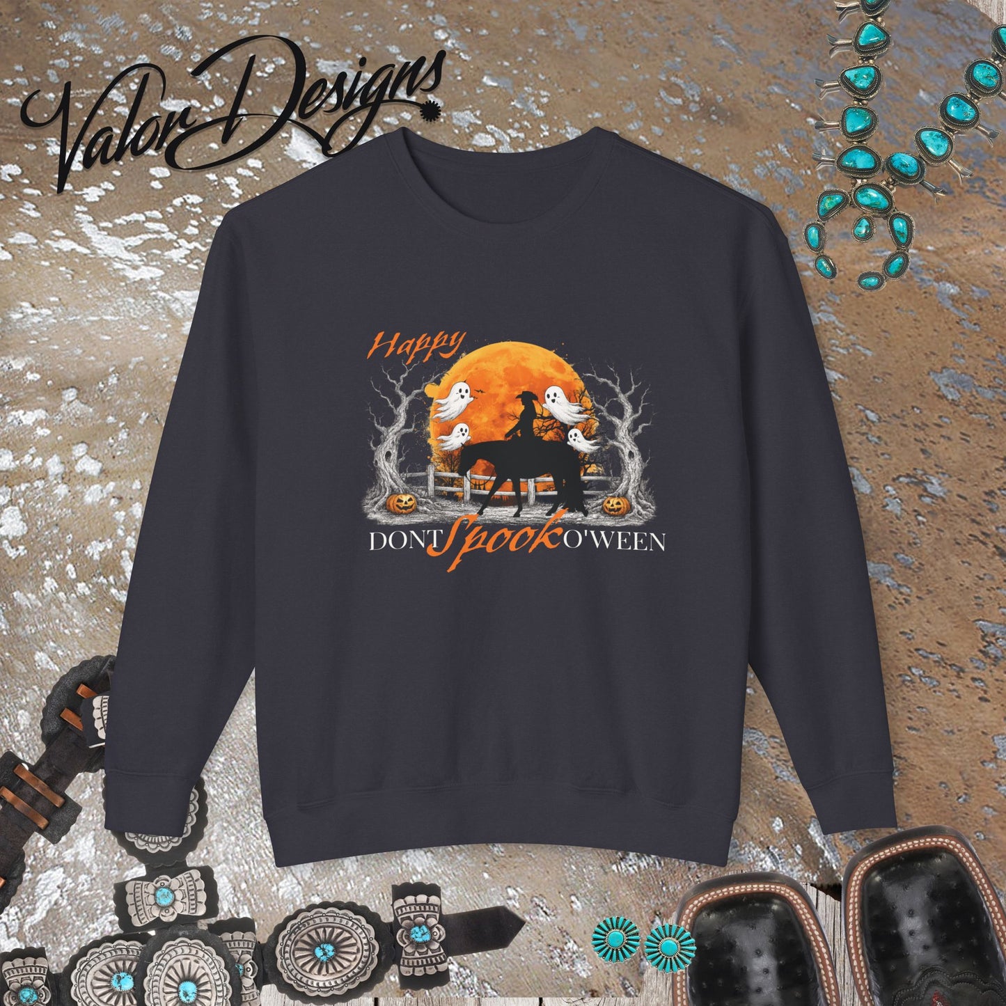 Happy Don't Spook O'ween Halloween Lightweight Crewneck Sweatshirt