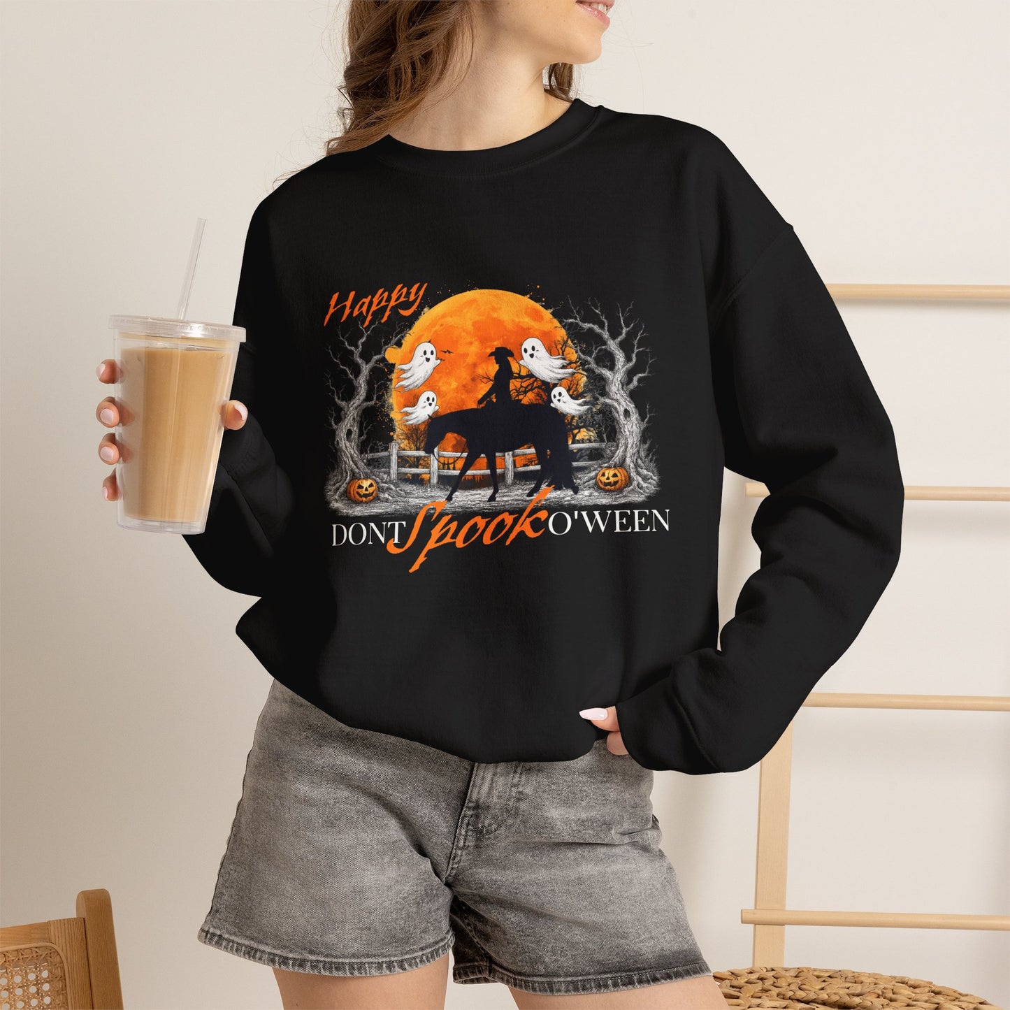 Happy Don't Spook O'ween Halloween Crewneck Sweatshirt